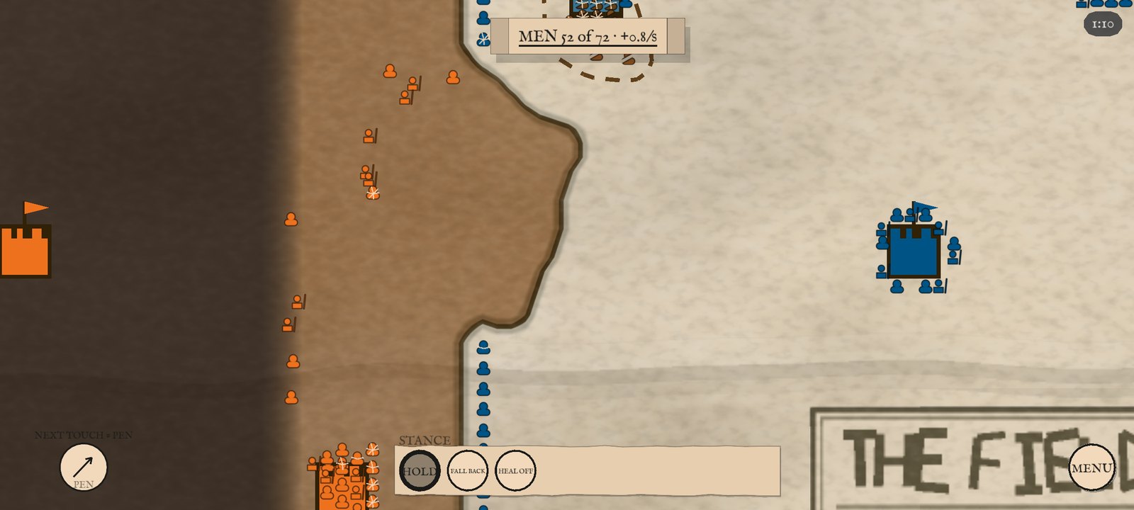 INKFRONT — two armies meeting along a drawn front line
