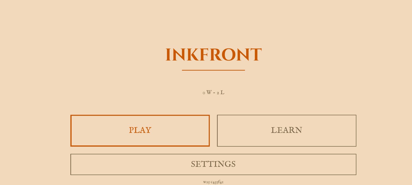 INKFRONT title screen