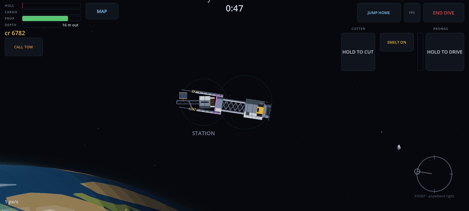 JUNKFALL — a salvage ship drifting near an orbital station