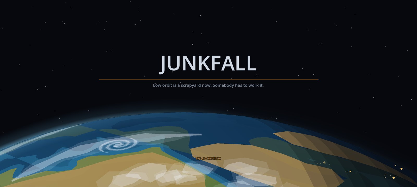 JUNKFALL — Earth seen from low orbit, a scrapyard of debris