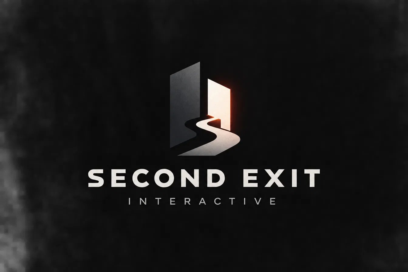 Second Exit Interactive logo — a winding path leading to a lit doorway
